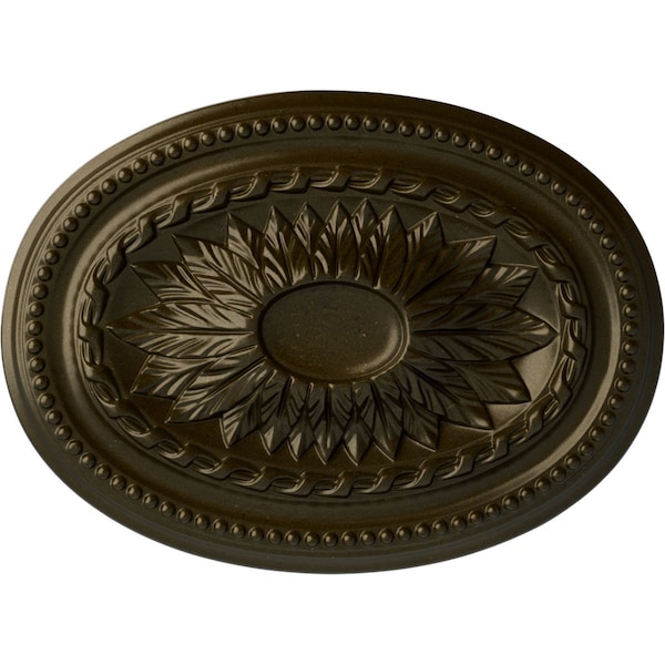 Ekena Millwork Saverne Ceiling Medallion, Hand-Painted Green Gold, 18 1/2"W x 13 1/2"H x 1 7/8"P CM18SAGGS - main
